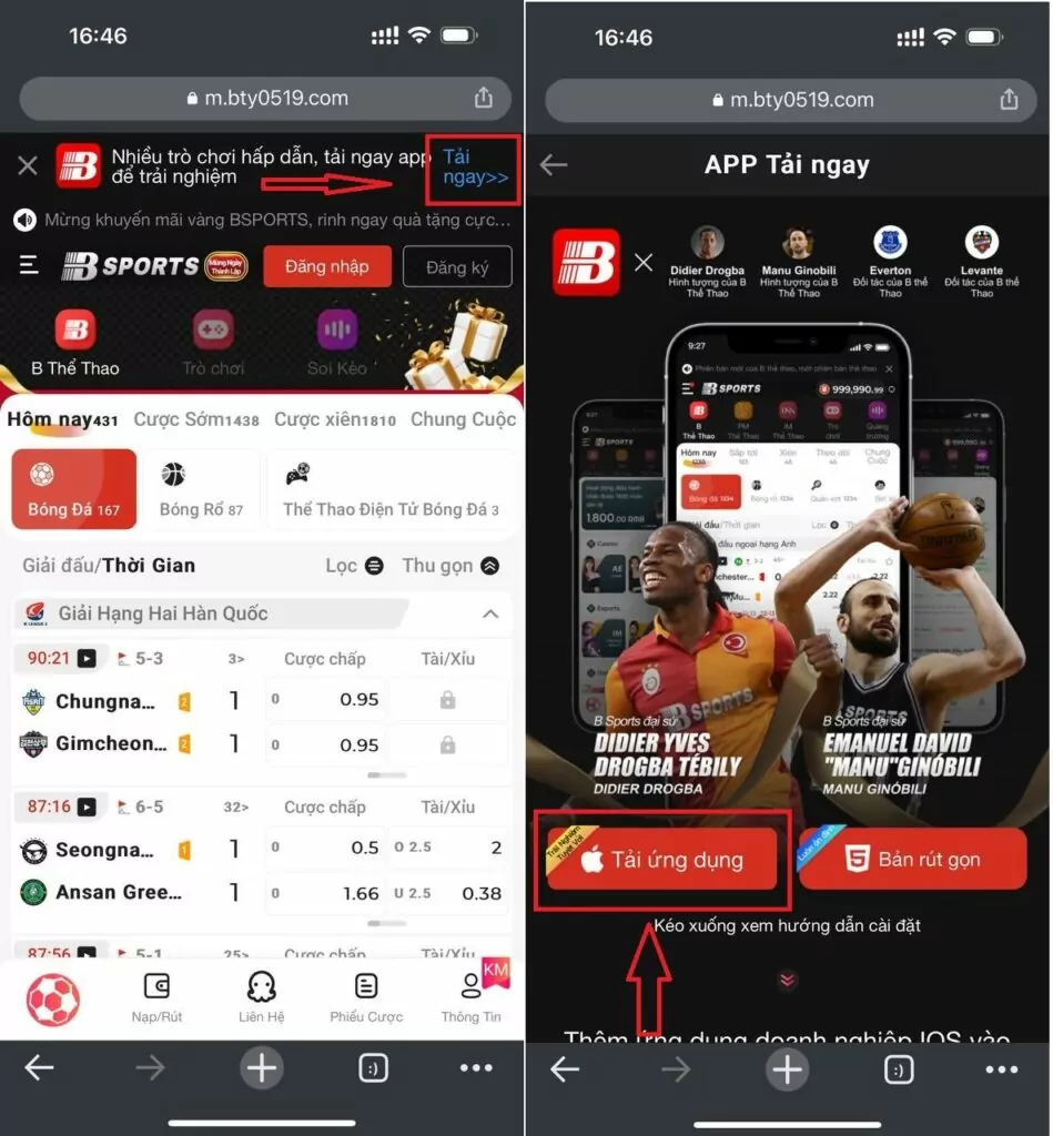 Hướng dẫn tải app Bsports đơn thuần cho Android/Ios