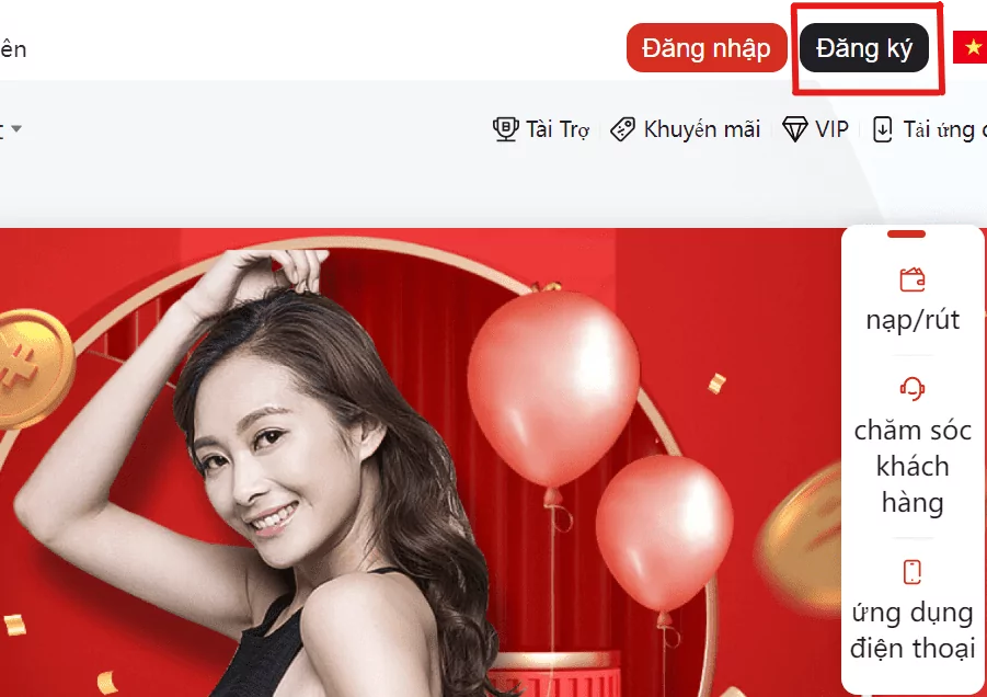 Đăng nhập vào link của Bsport và lựa chọn Đăng ký